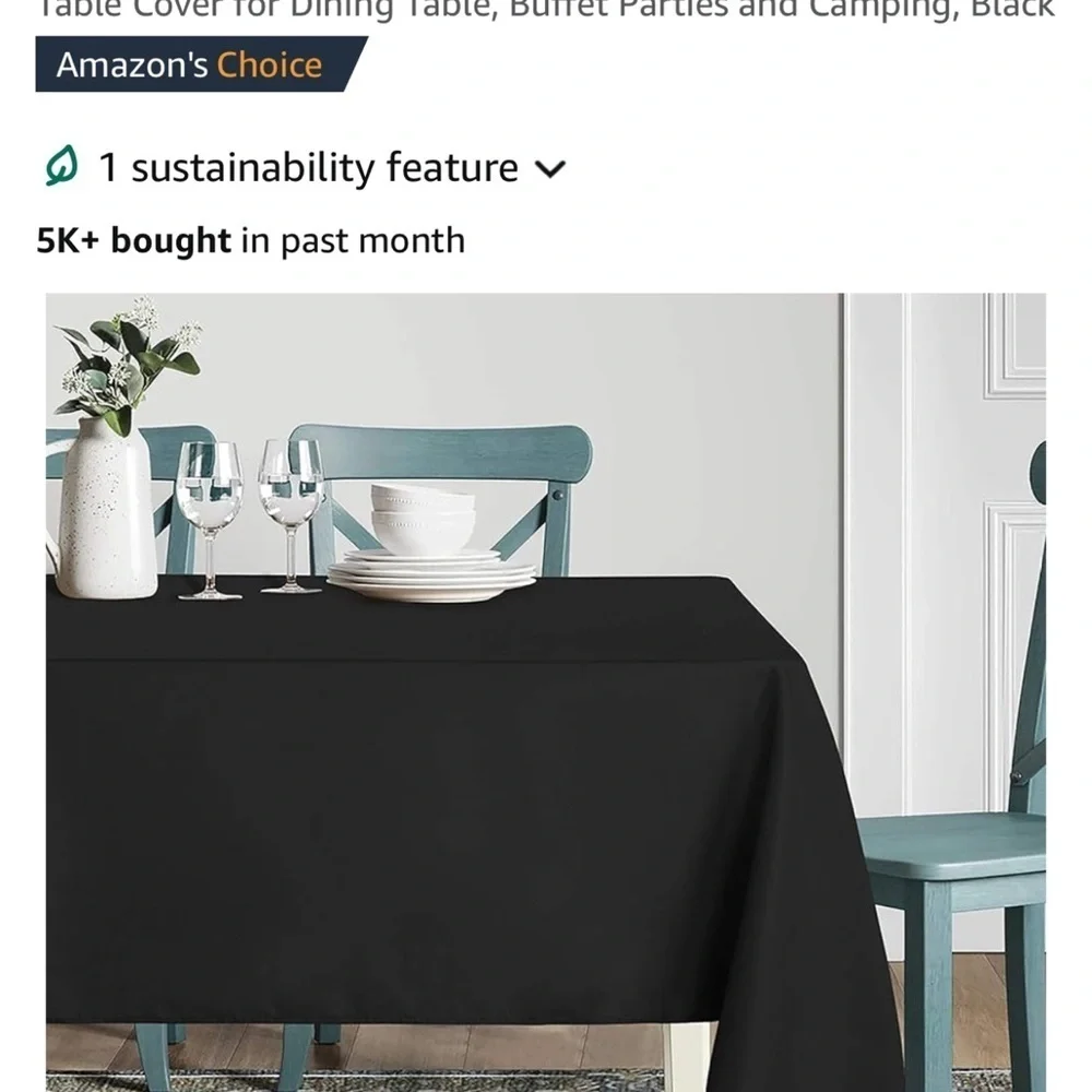 Black rectangular tablecloth 60 x 84